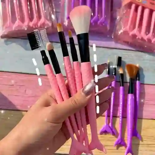 Set De Brochas De Maquillaje Sirena X5 🧜‍♀️