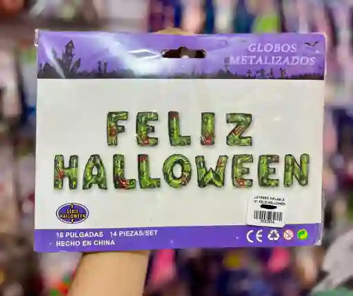 Letrero Inflable "feliz Halloween" Verde Con Manos