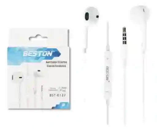 Audifonos Cableados Manos Libres Beston Blancos Plug 3.5mm