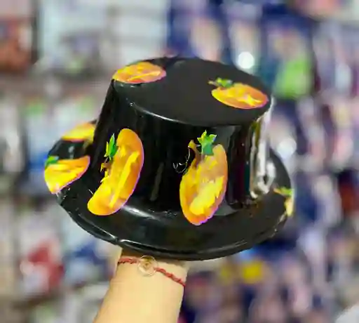 Sombrero Plastico Negro Calabazas Halloween X1