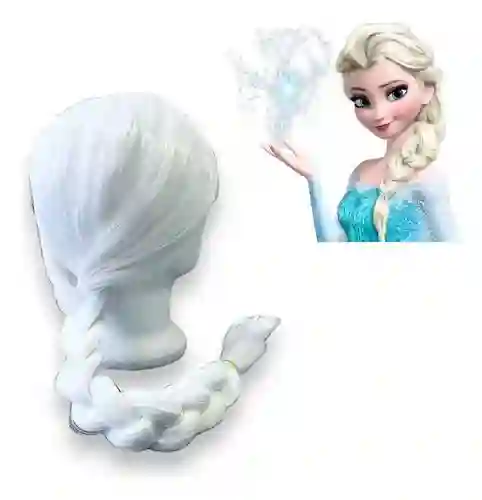 Peluca Blanca Trenza Larga Frozen
