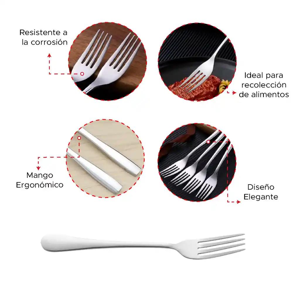 Set De 6 Tenedores Acero Inoxidable Mesa Acero 410