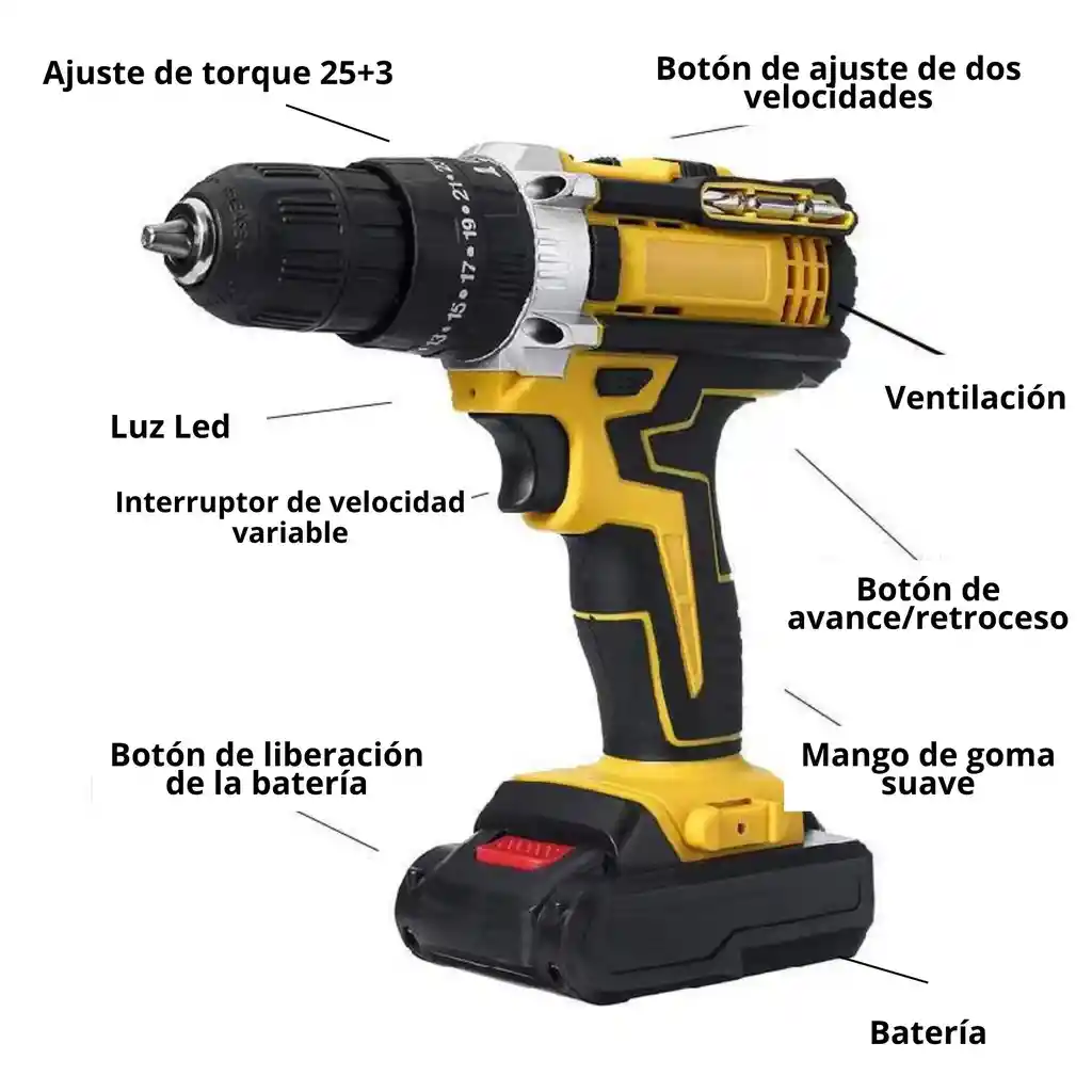 Taladro Inalámbrico 2 Baterías