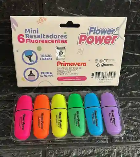 Resaltador Primavera Mini Fluos Flower Power X6 Unidades