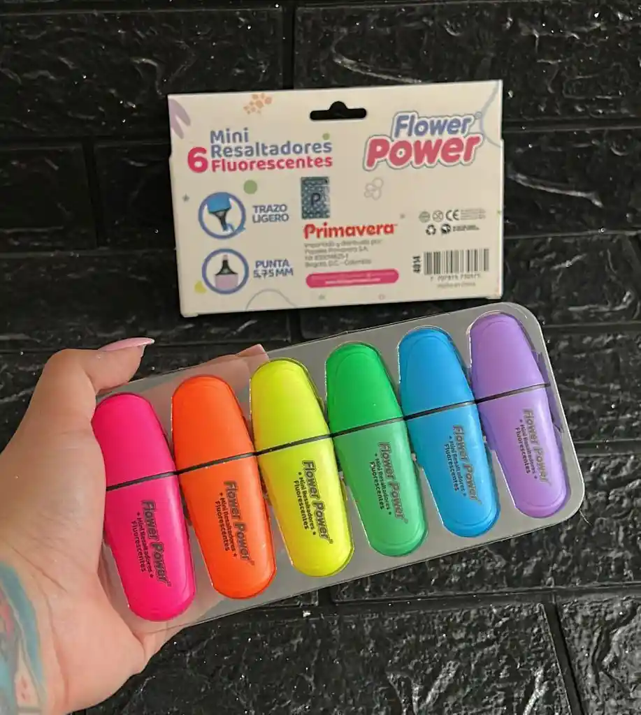 Resaltador Primavera Mini Fluos Flower Power X6 Unidades