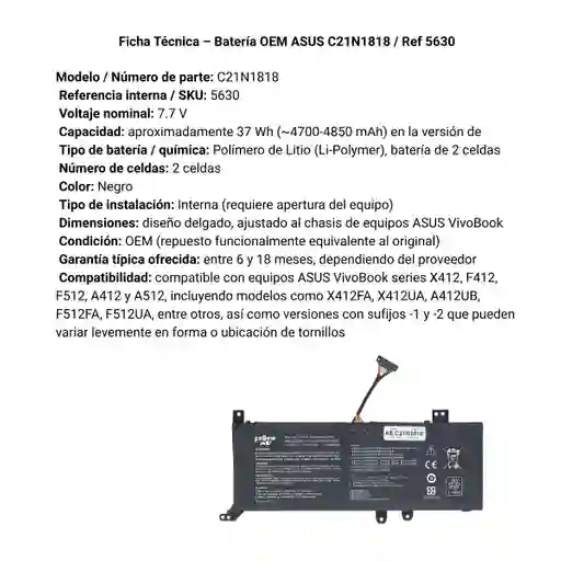 Bateria Oem Para Asus X412 C21n1818