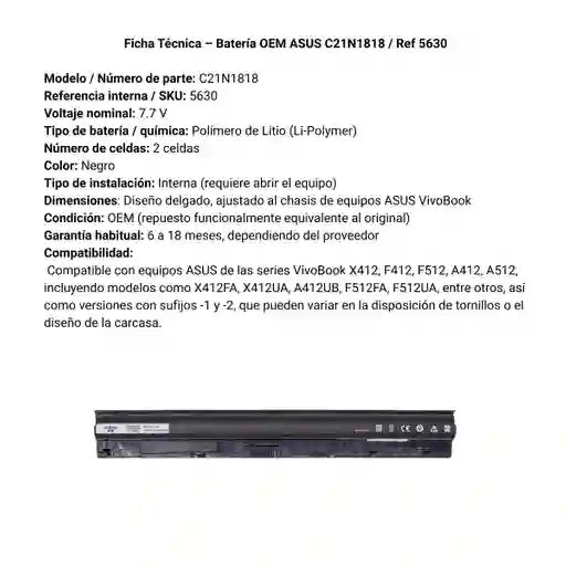 Bateria Oem Para Dell 15 3551 2600mah