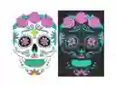 Sticker Adhesivo Rostro Catrina Neon Fyc-003 Para Hora Loca, Halloween, Carnaval