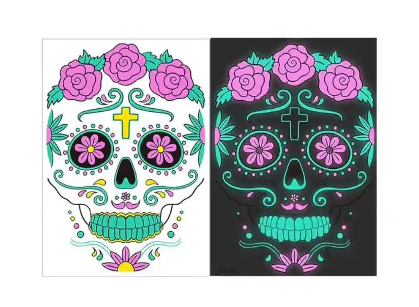 Sticker Adhesivo Rostro Catrina Neon Fyc-003 Para Hora Loca, Halloween, Carnaval