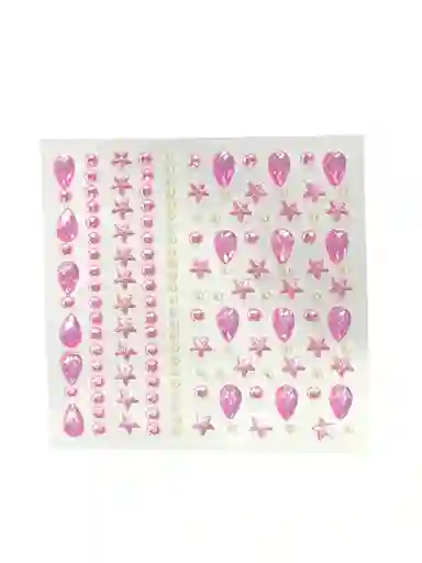 Gemas Adhesivas Rosadas Para Rostro Cabello Uñas Sticker 3d Ref C1-1465-09