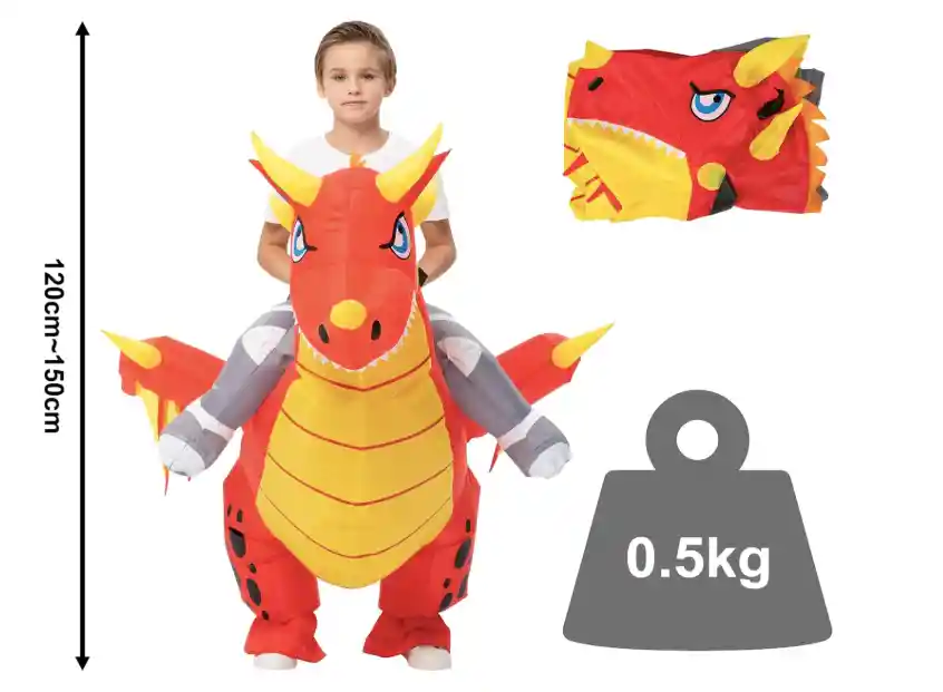 Disfraz Inflable Infantil Para Montar Dragón Niño O Niña
