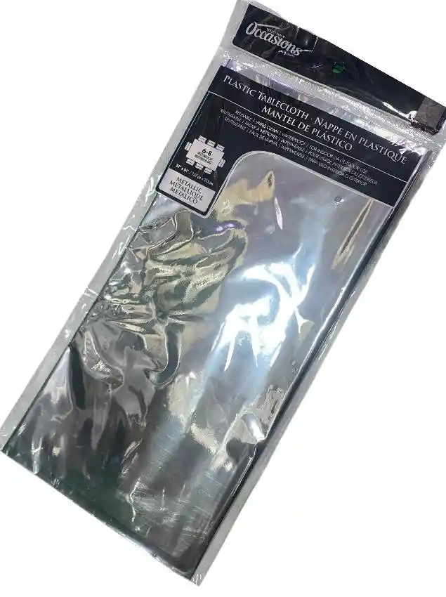 Mantel Plateado Plástico Rectangular