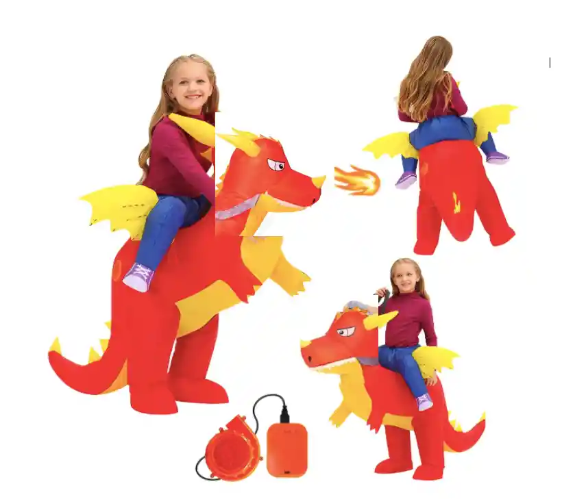 Disfraz Inflable Infantil Para Montar Dragón Niño O Niña