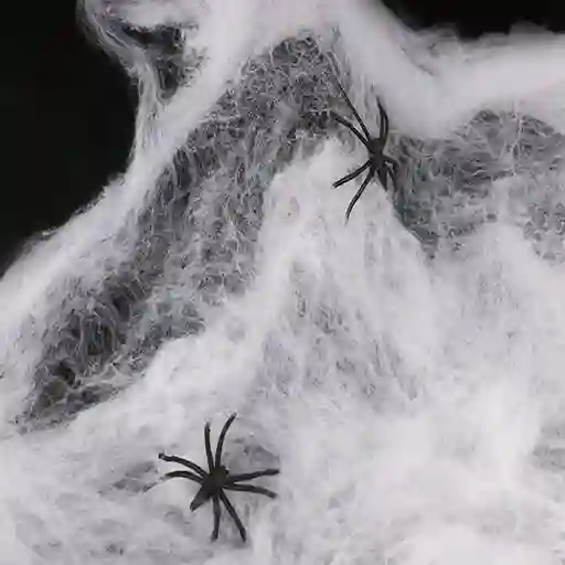Telaraña Halloween Blanca Con Araña Para Decoracion De Fiestas