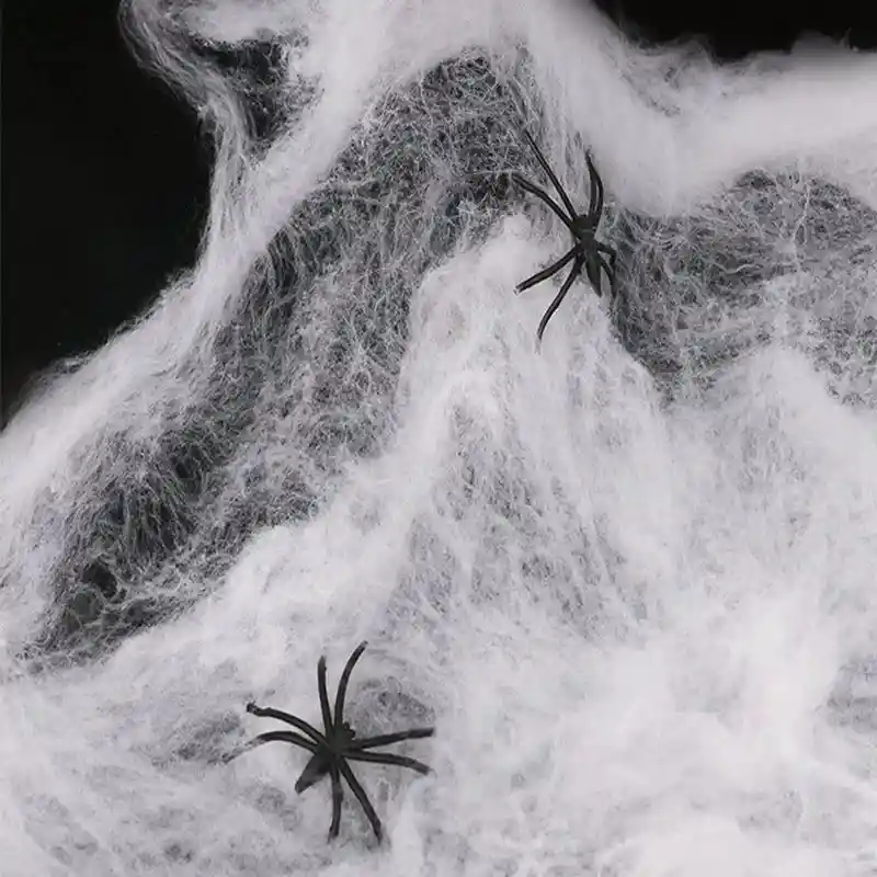 Telaraña Halloween Blanca Con Araña Para Decoracion De Fiestas