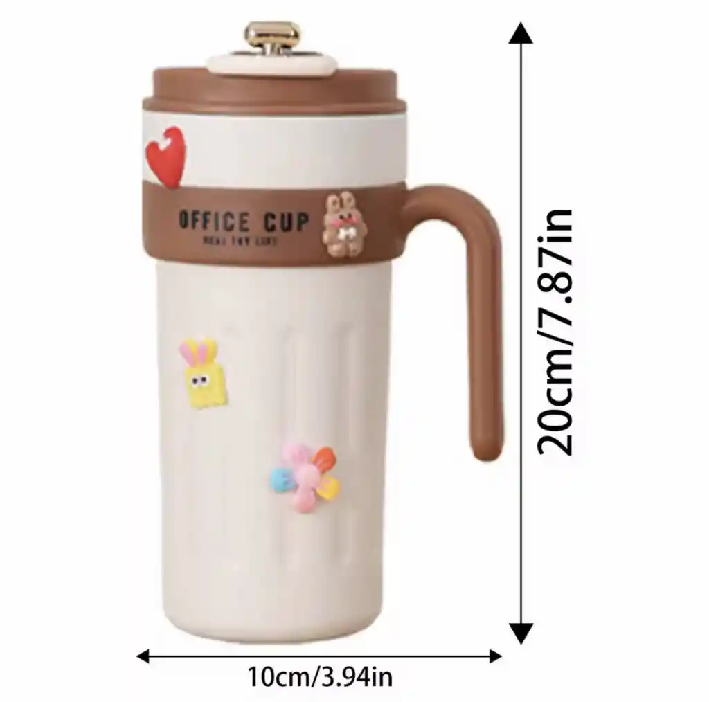 Termo Cafe Pantalla 650 Ml Rosa Acero Inxidable A Prueba De Fugas