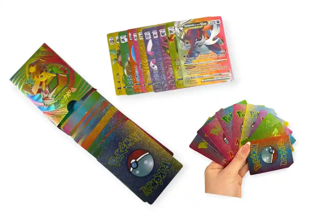 Cartas De Pokemon Multicolor Holograficas Brillantes Paquete X55 Surtido