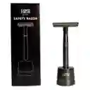 Maquina Afeitar Clásica Acero Inoxidable Base Lujo + 5 Cuchillas Black