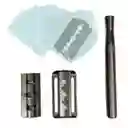 Maquina Afeitar Clásica Acero Inoxidable Base Lujo + 5 Cuchillas Black