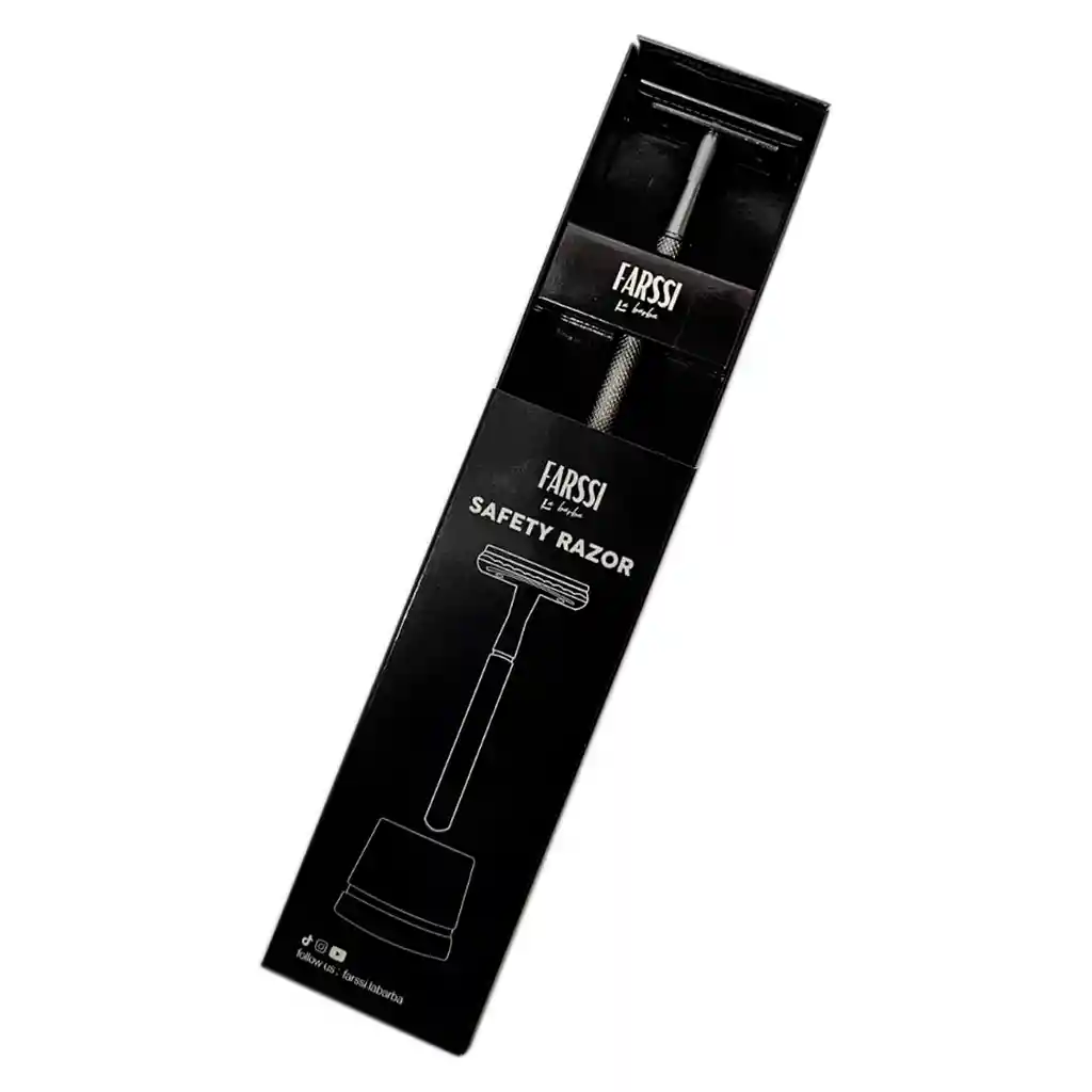 Maquina Afeitar Clásica Acero Inoxidable Base Lujo + 5 Cuchillas Black