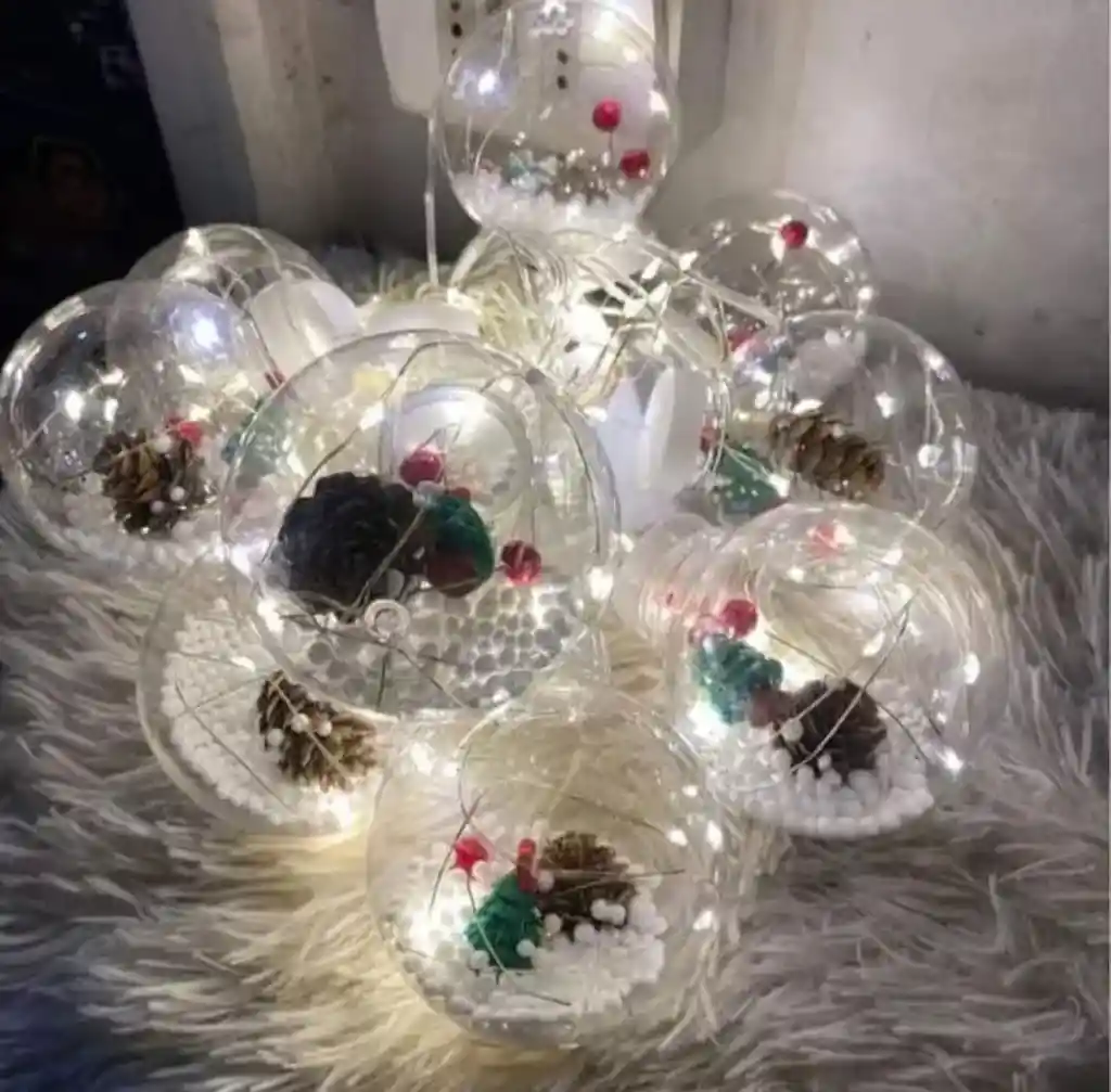 Luces De Navidad Esfera Decoración Hogar, Globos X10 Unid Luces Cálido