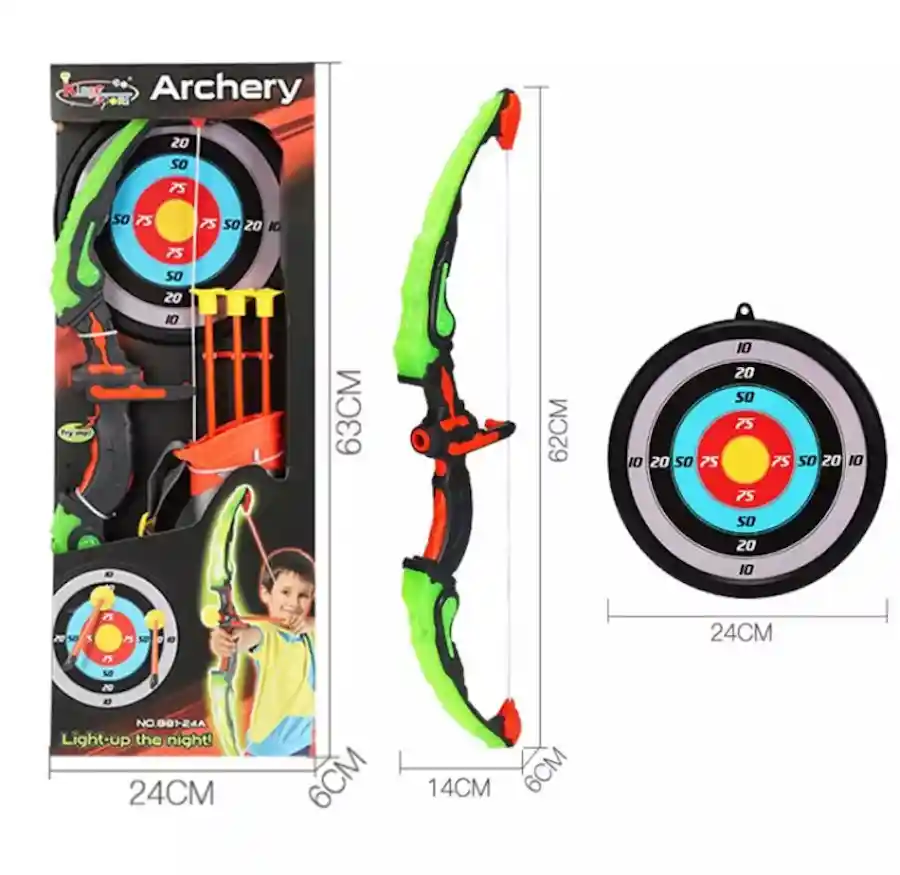 Kit Disparo Niños Juguete Punteria Arco + Flechas Infantil Negro