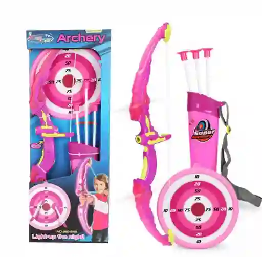 Kit Disparo Niños Juguete Punteria Arco + Flechas Infantil Color Rosa