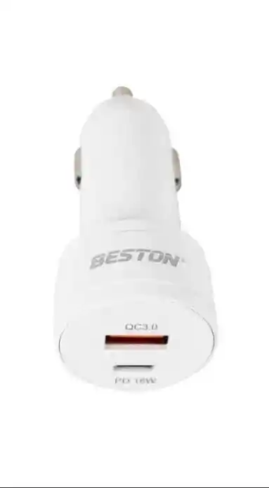 Cargador Para Carro Beston Bst-m6015qp Usb3a -tipo C 18w Blanco Carga Rapida