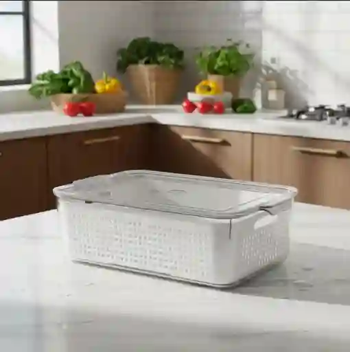 Contenedor Alimentos Nevera Organizador Hermético Y Filtro Escurridor 4.2 Lts