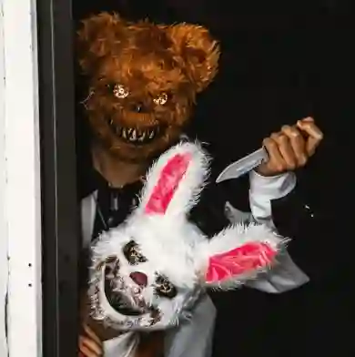 Mascara De Oso De Felpa Sangriento Led, De Terror Para Halloween