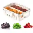 Contenedor Alimentos Nevera Organizador Con Compartimiento Doble Cierre Hermético Y Filtro Escurridor