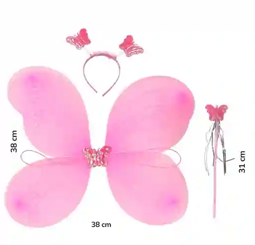 Set De Mariposa 3 Piezas Alas, Diadema Y Cetro Ref Ha-43 Halloween
