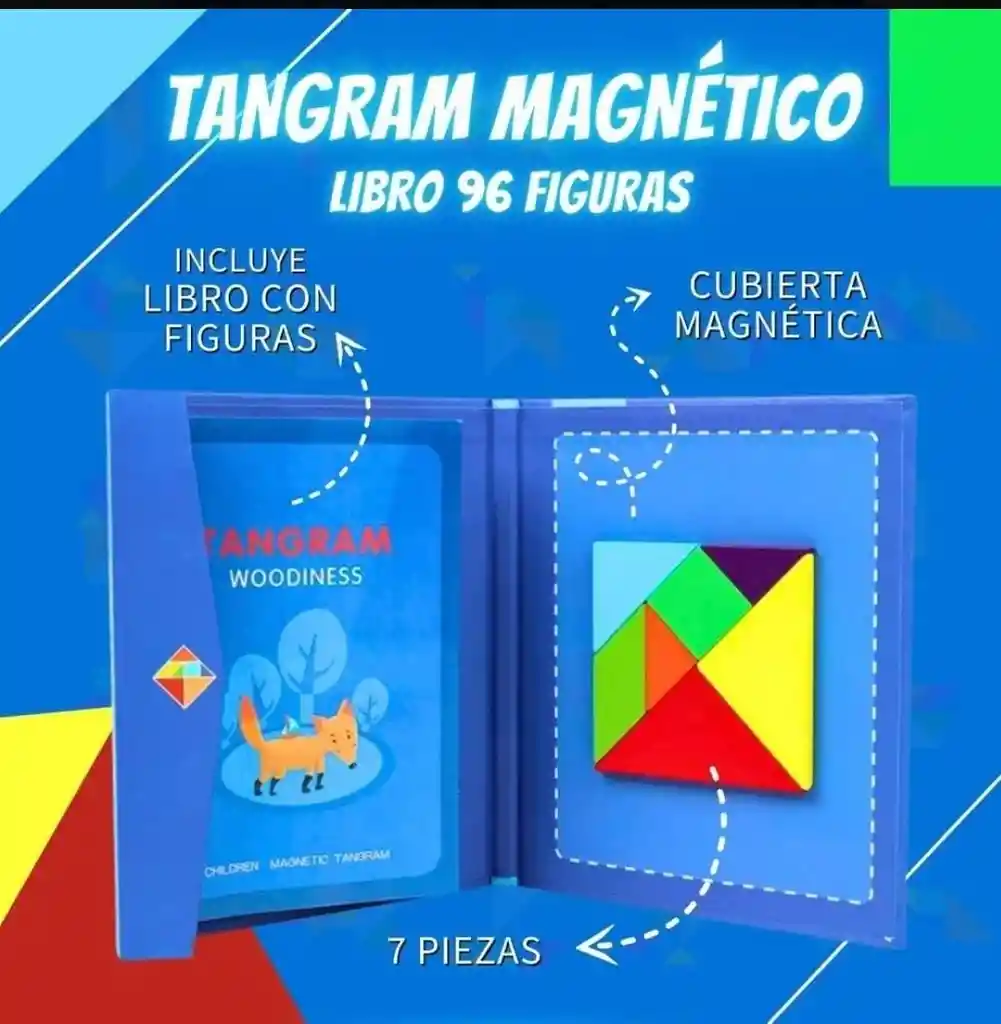 Tangram Juguete Didactico De Madera Rompecabezas Magnetico