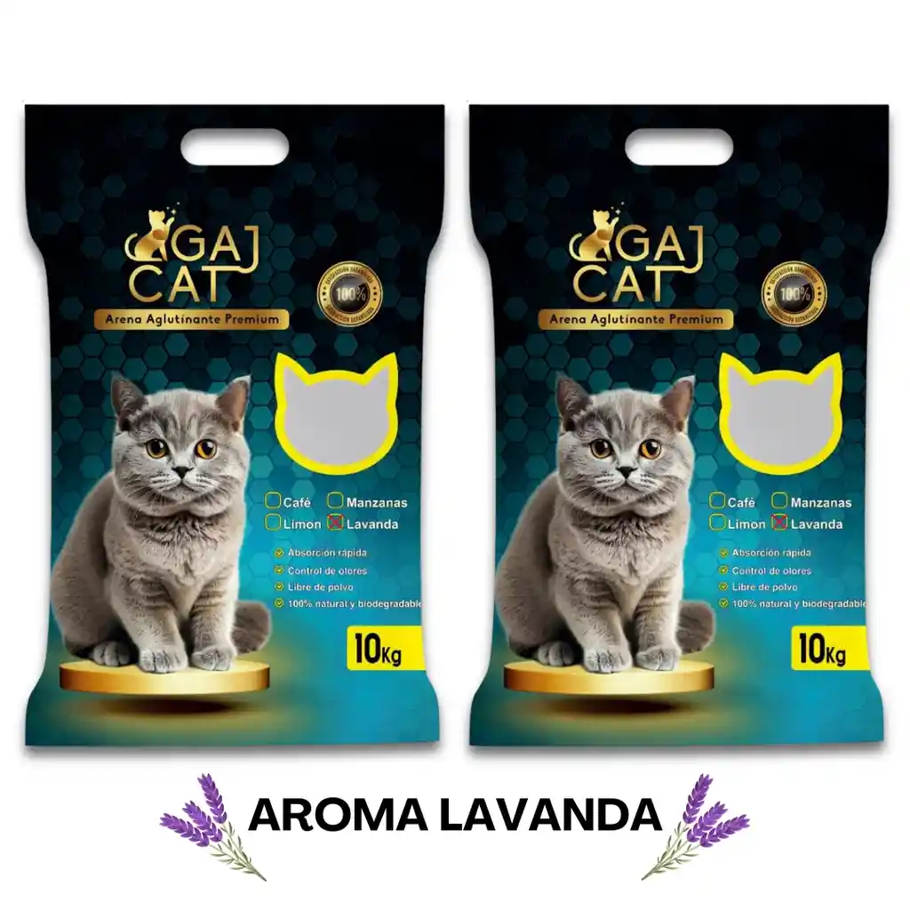 2 Bolsas De Arena Gaj Cat (20 Kg) Aroma Lavanda