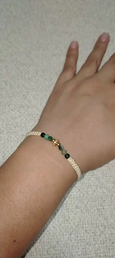 Pulsera Beige 1 Separador 2 Bolas Laminado Y 6 Muralla De 5mm