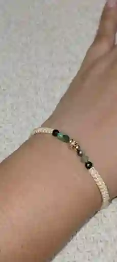 Pulsera Beige 1 Separador 2 Bolas Laminado Y 6 Muralla De 5mm