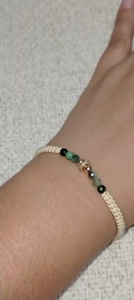 Pulsera Beige 1 Separador 2 Bolas Laminado Y 6 Muralla De 5mm