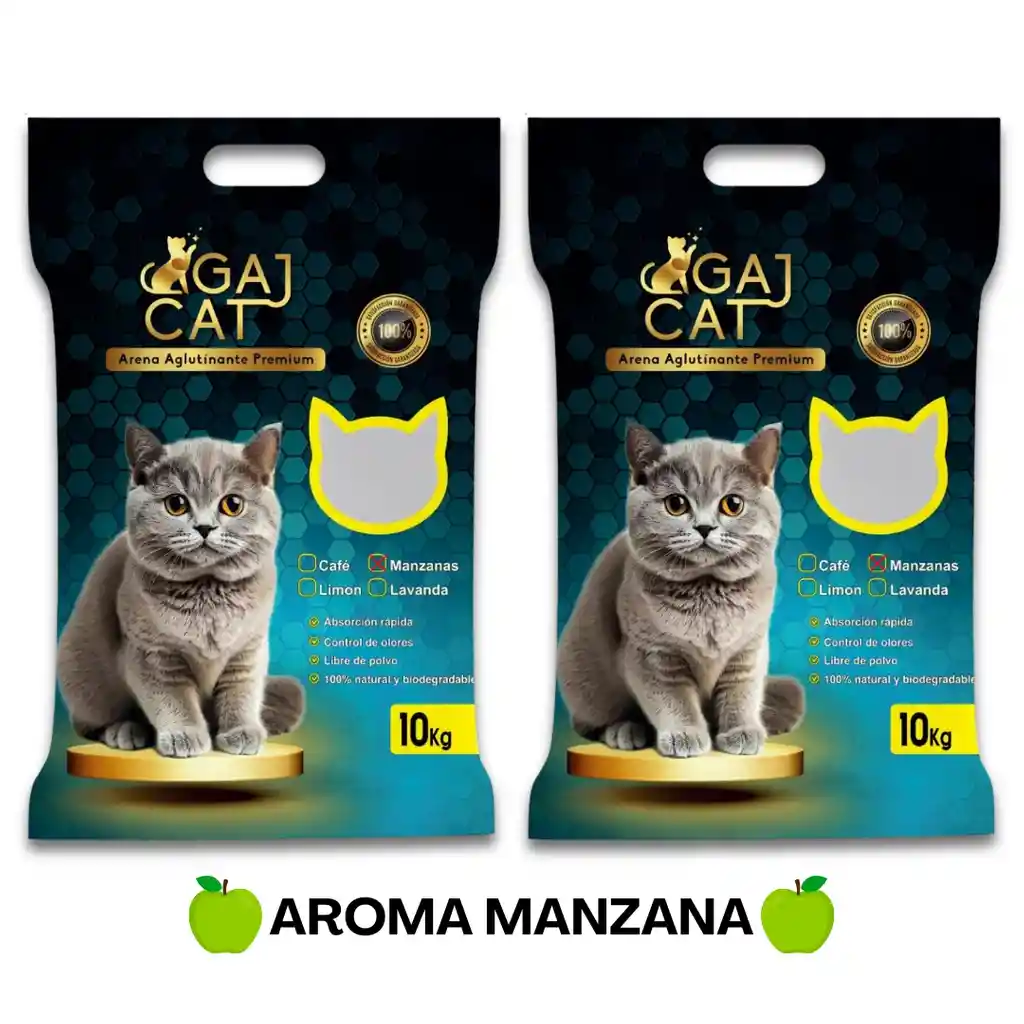 2 Bolsas De Arena Gaj Cat (20 Kg) Aroma Manzana