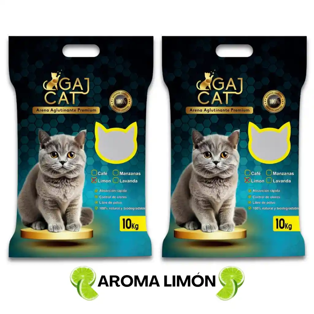 2 Bolsas De Arena Gaj Cat (20 Kg) Aroma Limón