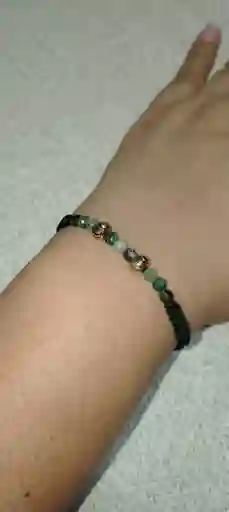 Pulsera Verde 2 Bolas Diam 6mm 9 Murallas 5mm En Laminado