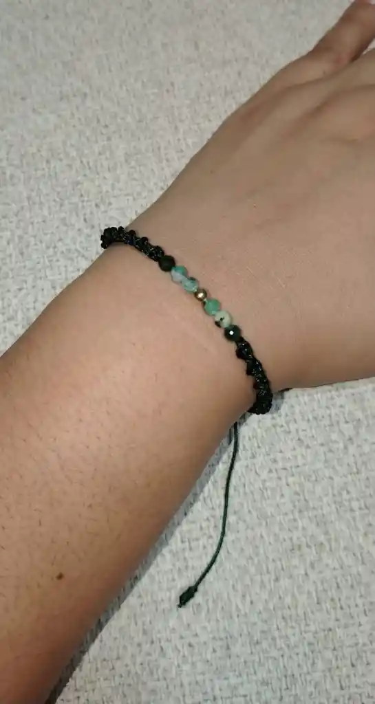 Pulsera Verde 1 Bola 5mm Laminado 6 Murallas 5mm