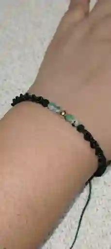 Pulsera Verde 1 Bola 5mm Laminado 6 Murallas 5mm