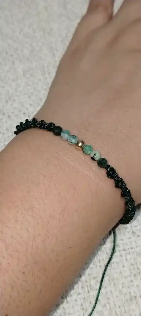Pulsera Verde 1 Bola 5mm Laminado 6 Murallas 5mm