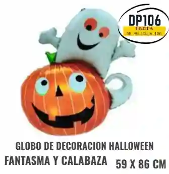 Globo Fantasma Sobre Calabaza Decoración Halloween 59 X 86 Cms