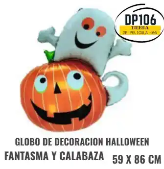 Globo Fantasma Sobre Calabaza Decoración Halloween 59 X 86 Cms