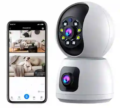 Camara Ip Wifi Doble Lente 360 Interior Sirenas Alarma R11-20c