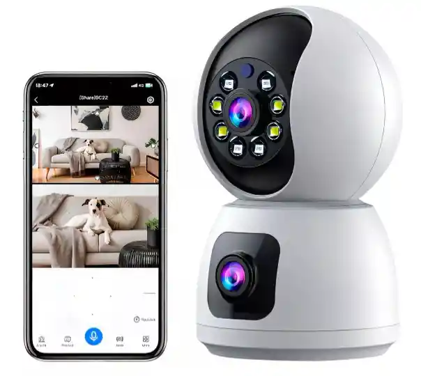 Camara Ip Wifi Doble Lente 360 Interior Sirenas Alarma R11-20c