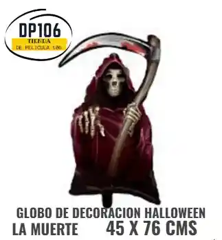 Globo De La Muerte Con Guadaña Decoracion Halloween 48 X 76 Cms