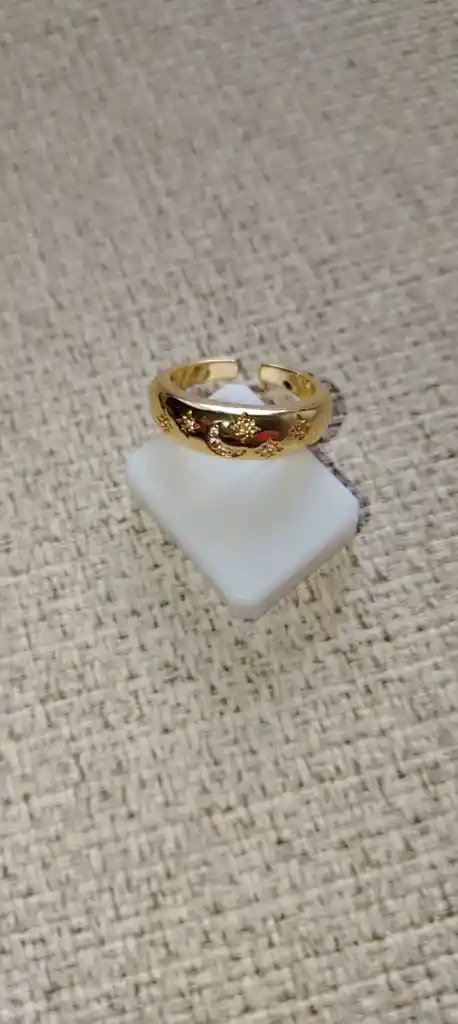 Anillo De Rodio Graduable Luna Circon Blanco