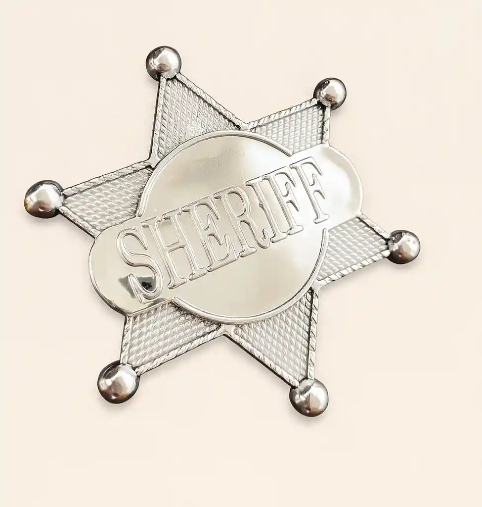 Insignia De Disfraz De Sheriff Color Plateado Para Halloween